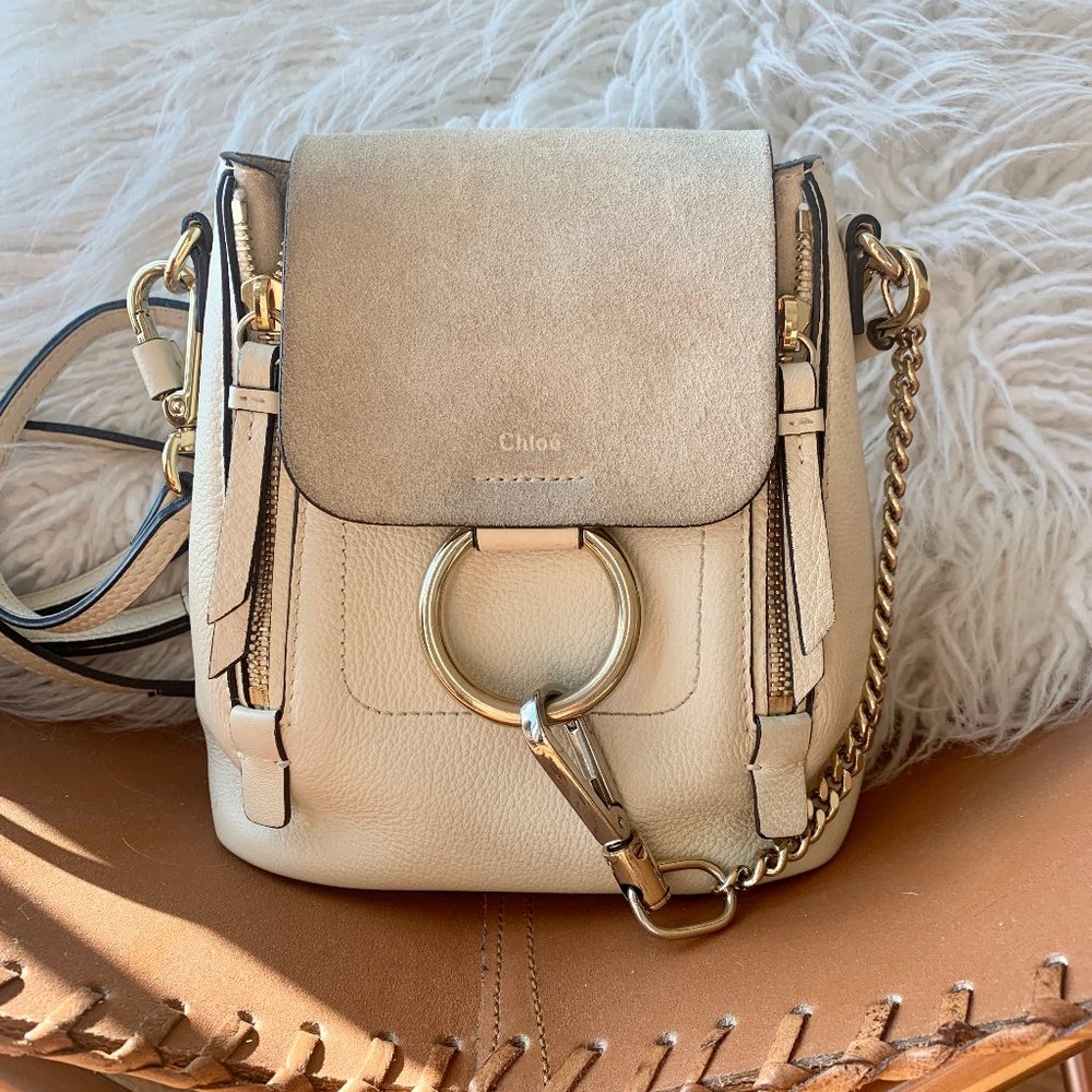 Authentic Chloe Mini Faye Backpack Cream